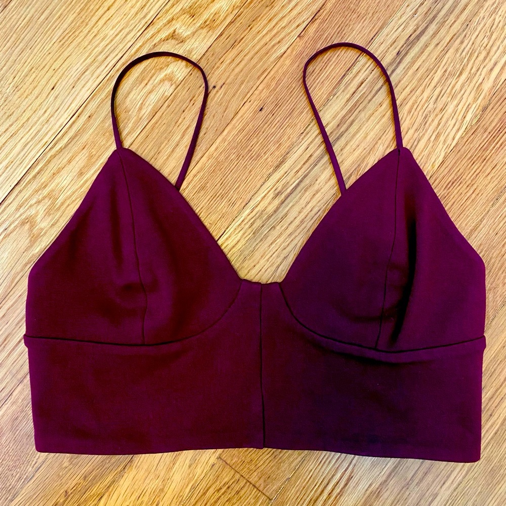 Aritzia Wilfred Free Maroon Bustier Crop-Top